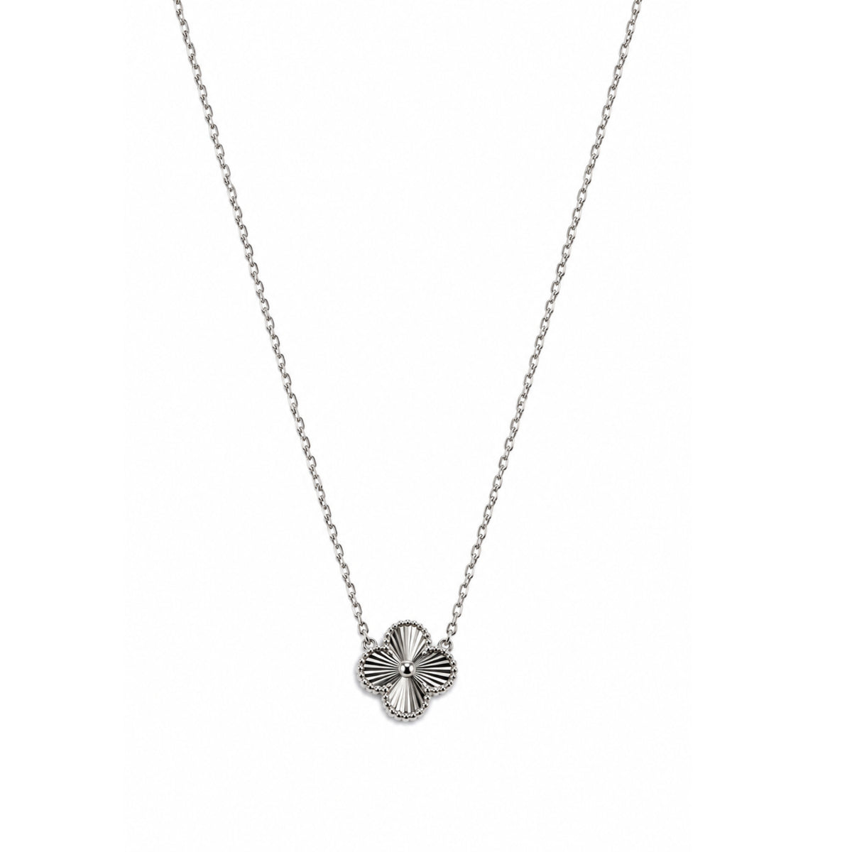 Silver Clover Pendant Rhodium Plated + Chain