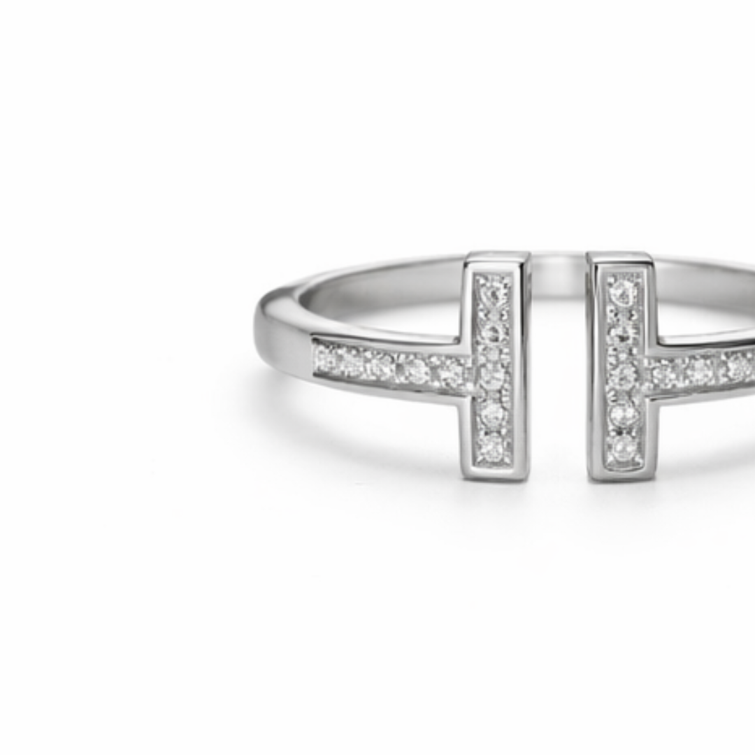 Silver Zircon T Ring