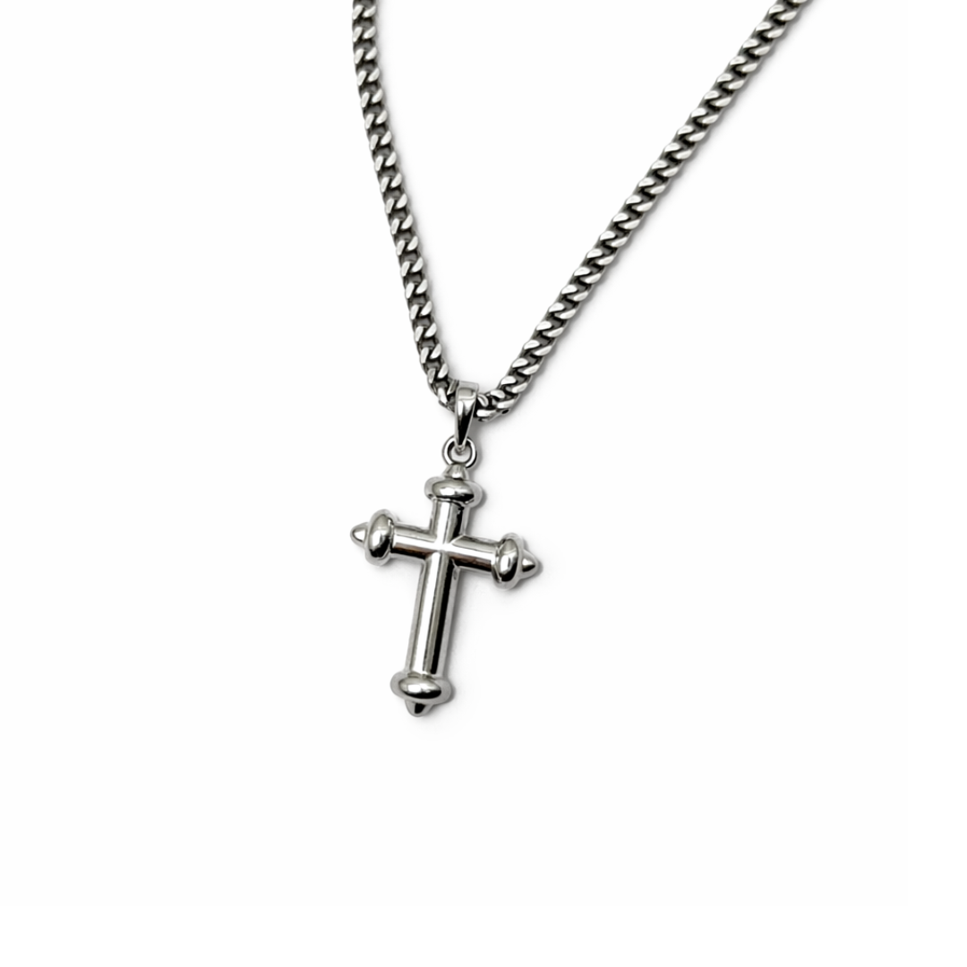Silver Rounded Edge Cross Pendant