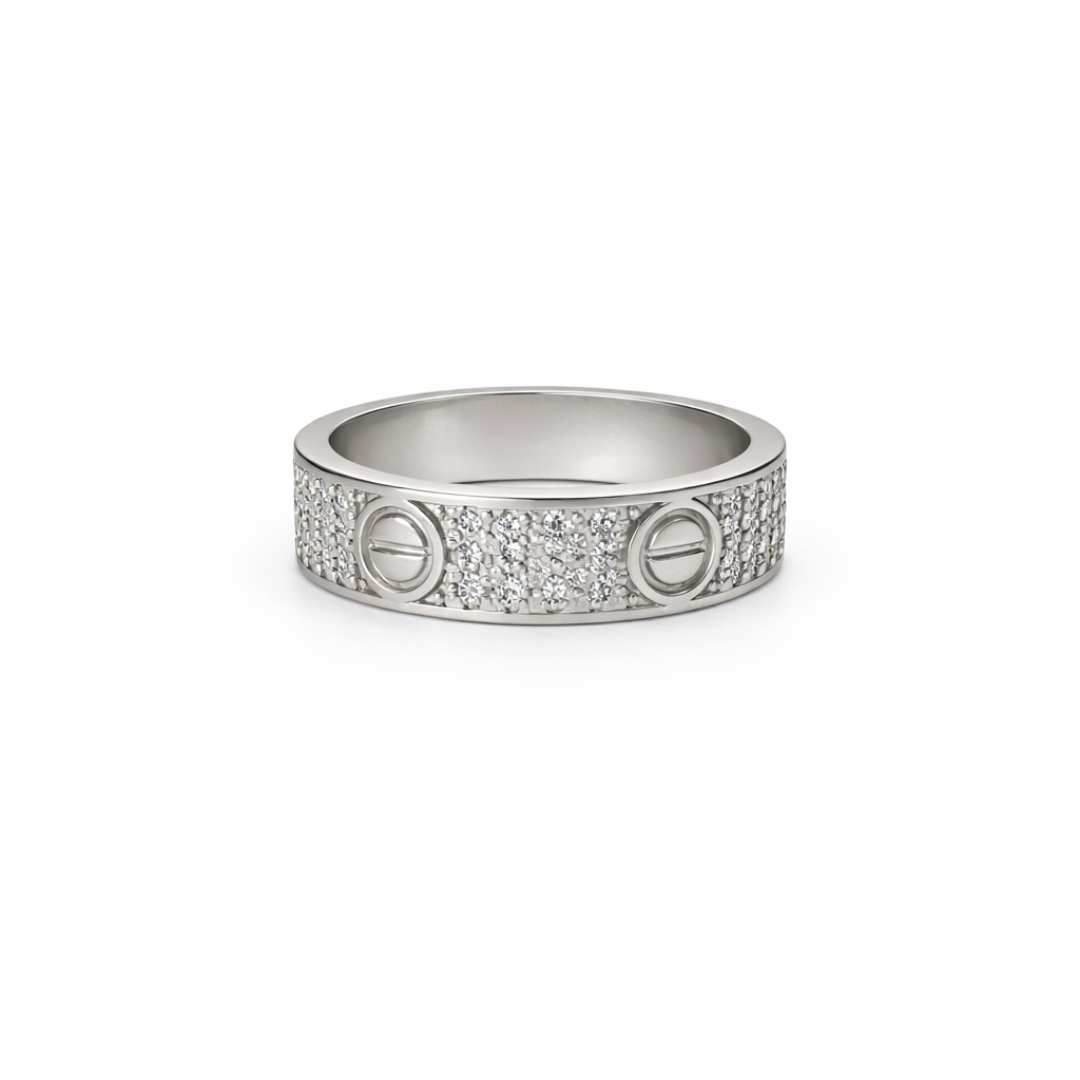 Silver Zircon Love Ring