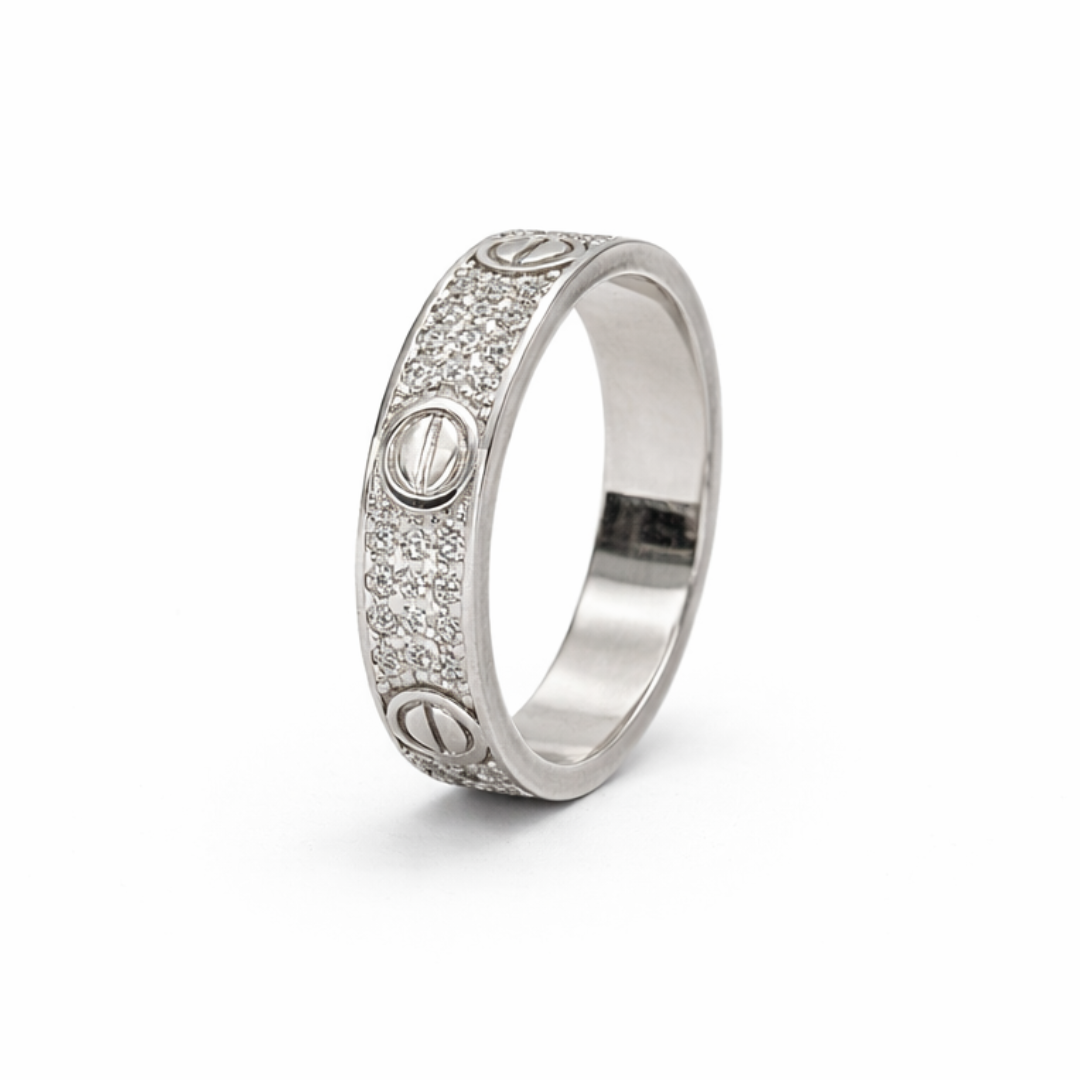 Silver Zircon Love Ring