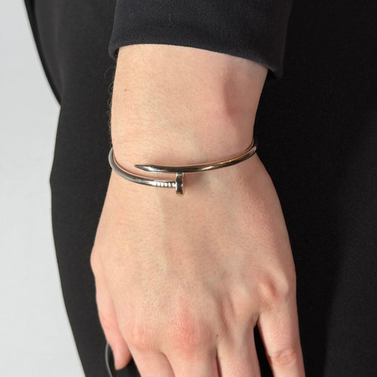 Silver Nail Bracelet Rhodium Plated