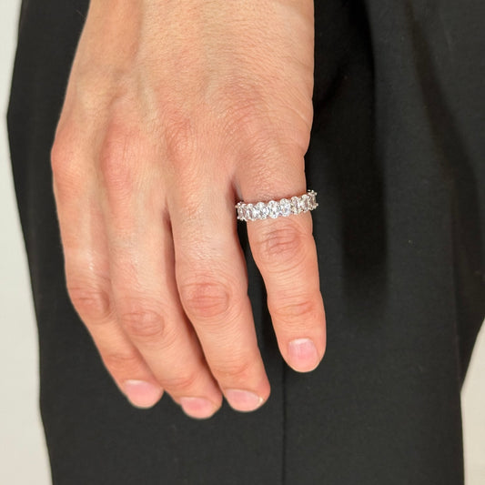 Silver Zircon Oval Eternity Ring