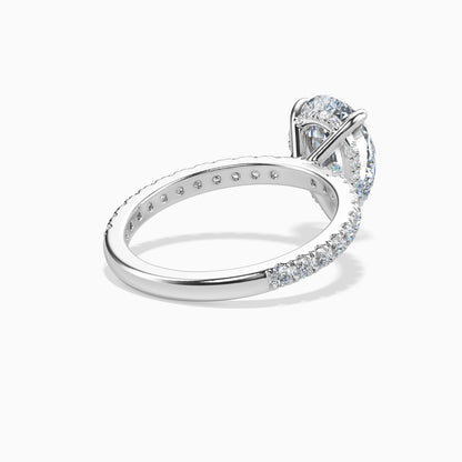 Moissanite Pear Shape Pave Solitaire Engagement Ring with Under Halo 2 Carat