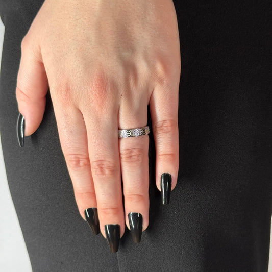 Silver Zircon Love Ring Rhodium Plated