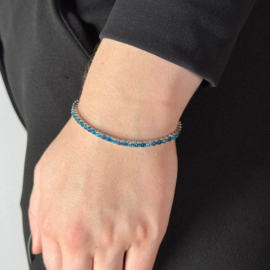 3mm Zircon Tennis Bracelet Blue Radiant