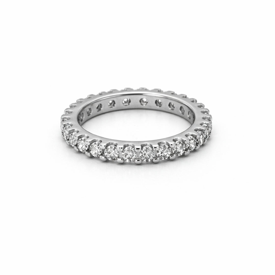 Silver Eternity Moissanite Ring 2CT