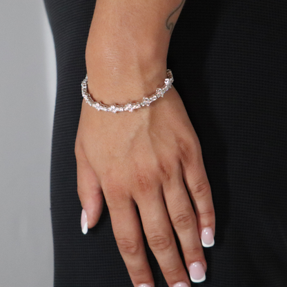 Honeycomb Moissanite Tennis Bracelet Rhodium Plated