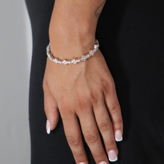 Honeycomb Moissanite Tennis Bracelet Rhodium Plated