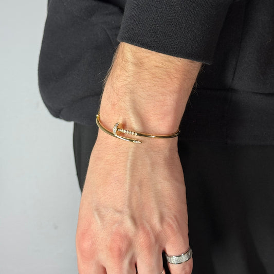 Silver Zircon Nail Bracelet Yellow Gold Plated