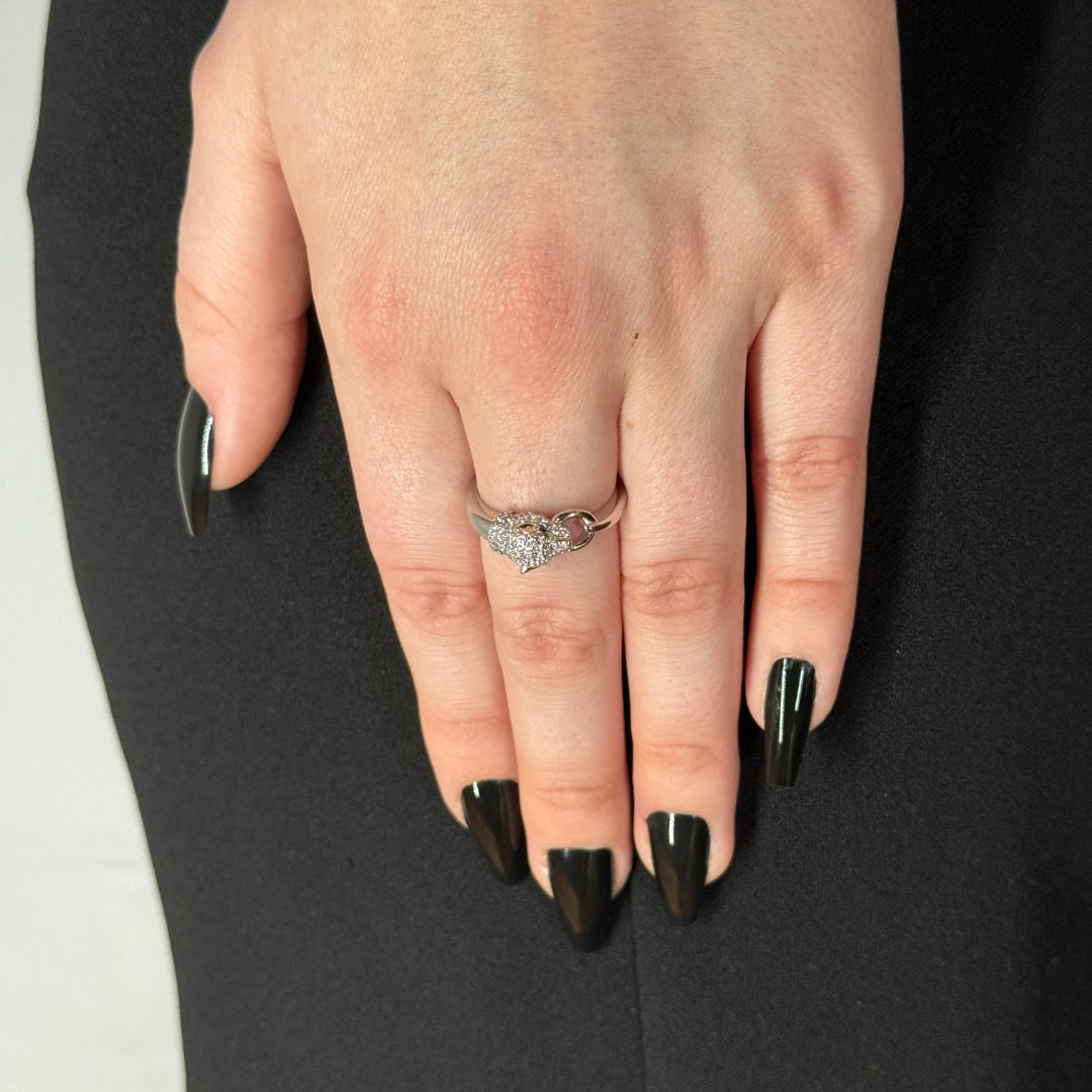 Silver Zircon Panther Ring