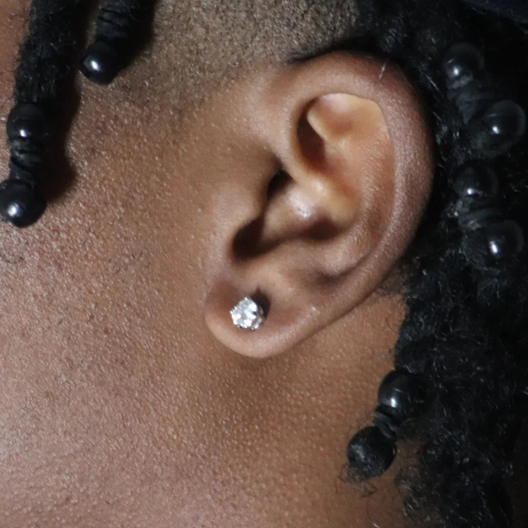 Silver Round Cut Moissanite Earrings