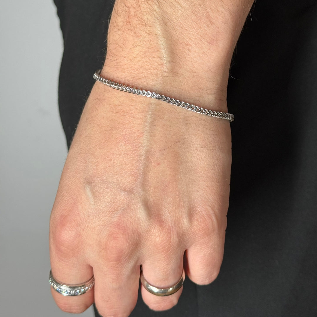 3mm Silver Franco Bracelet Rhodium Plated