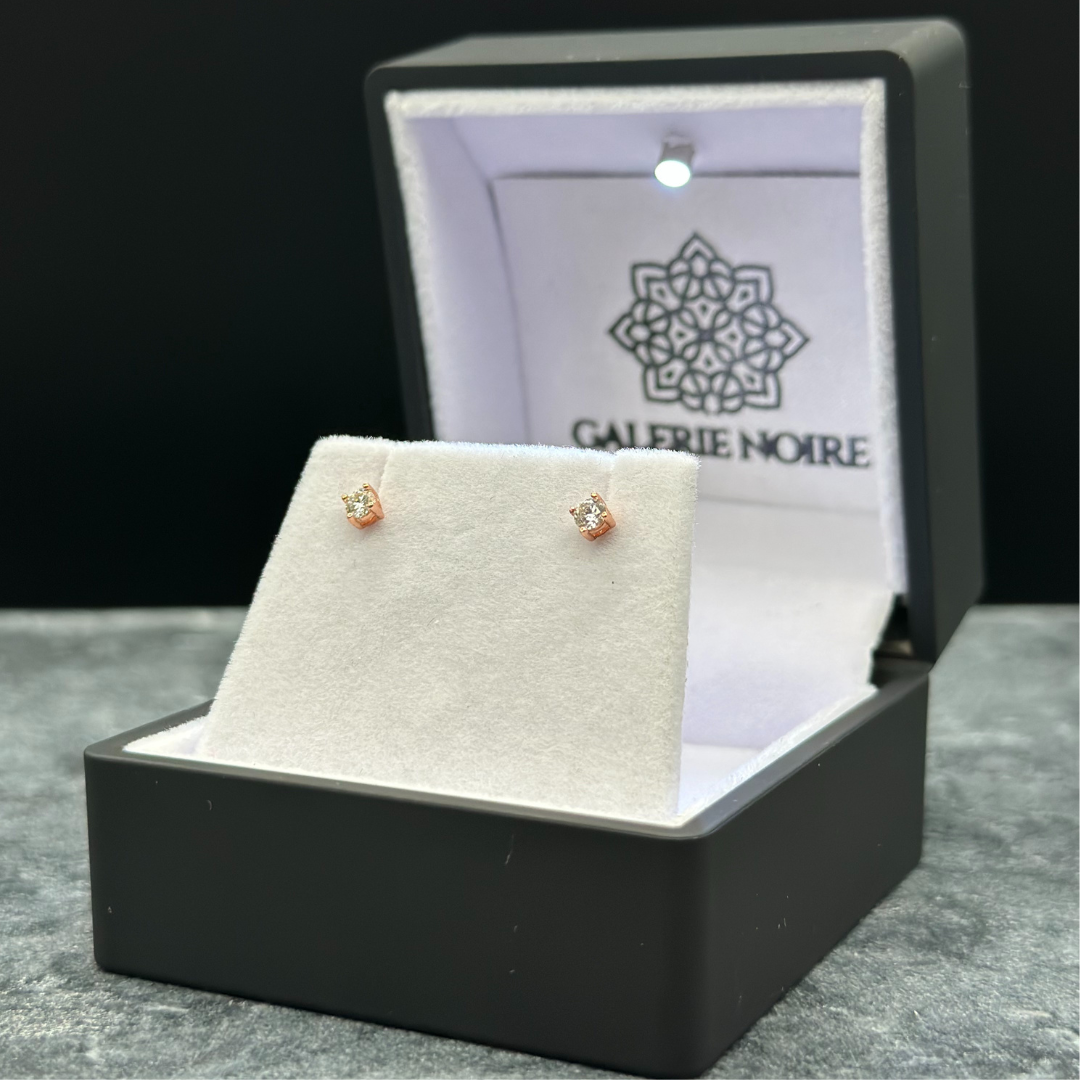 Round Cut Moissanite Earrings Rose Gold Plated