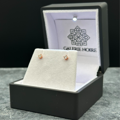 Round Cut Moissanite Earrings Rose Gold Plated