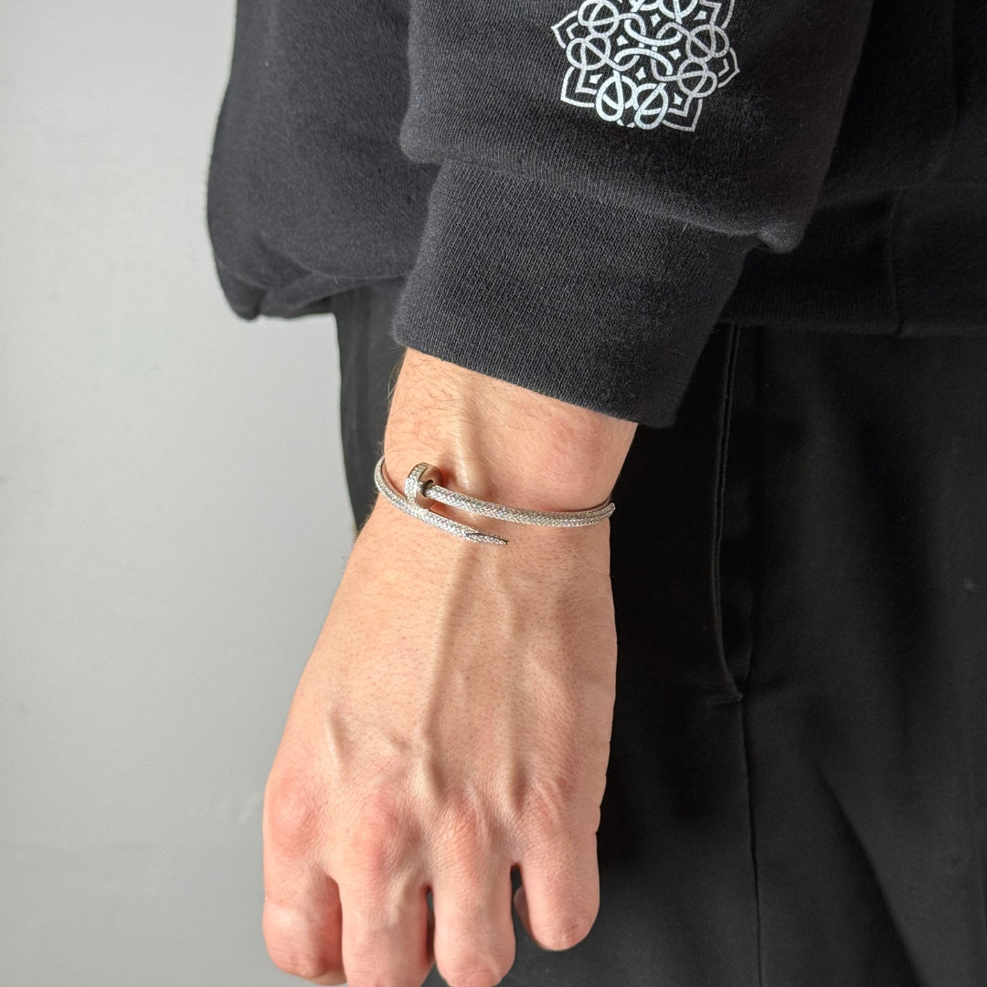 Silver Zircon Nail Bracelet