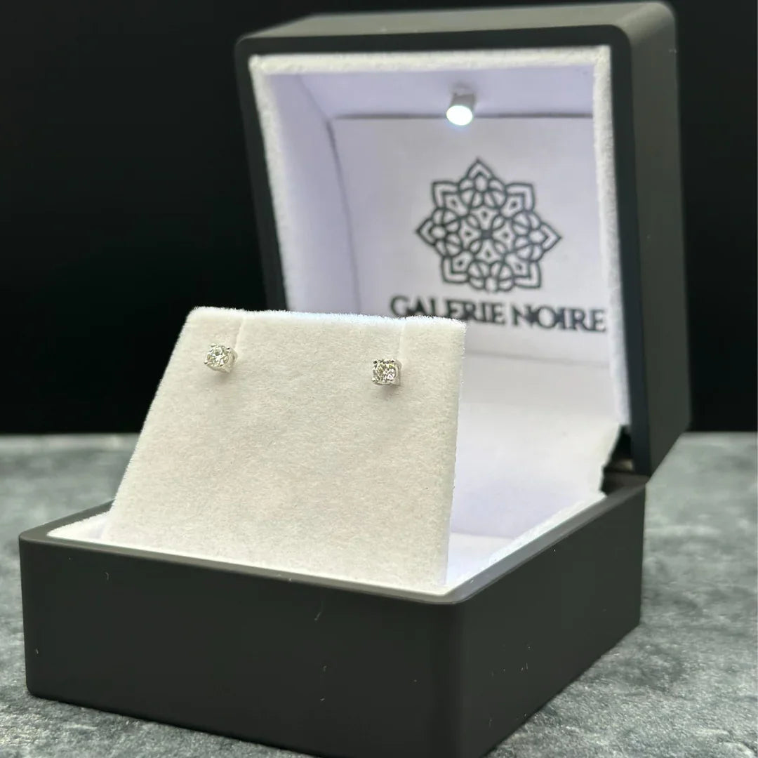 Round Cut Moissanite Earrings Rhodium Plated