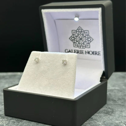 Round Cut Moissanite Earrings Rhodium Plated