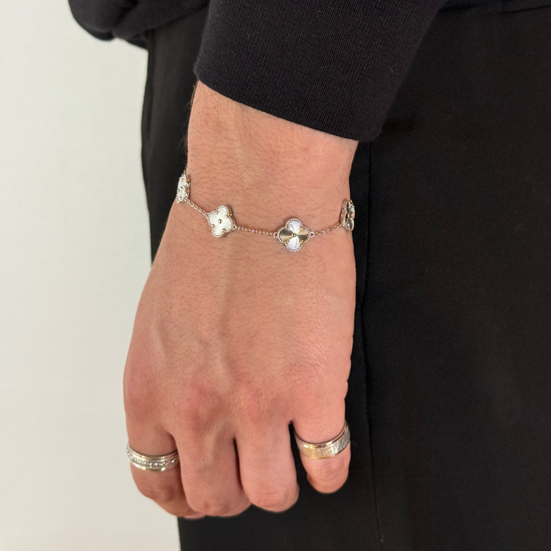 Clover Silver Bracelet Rhodium Plated