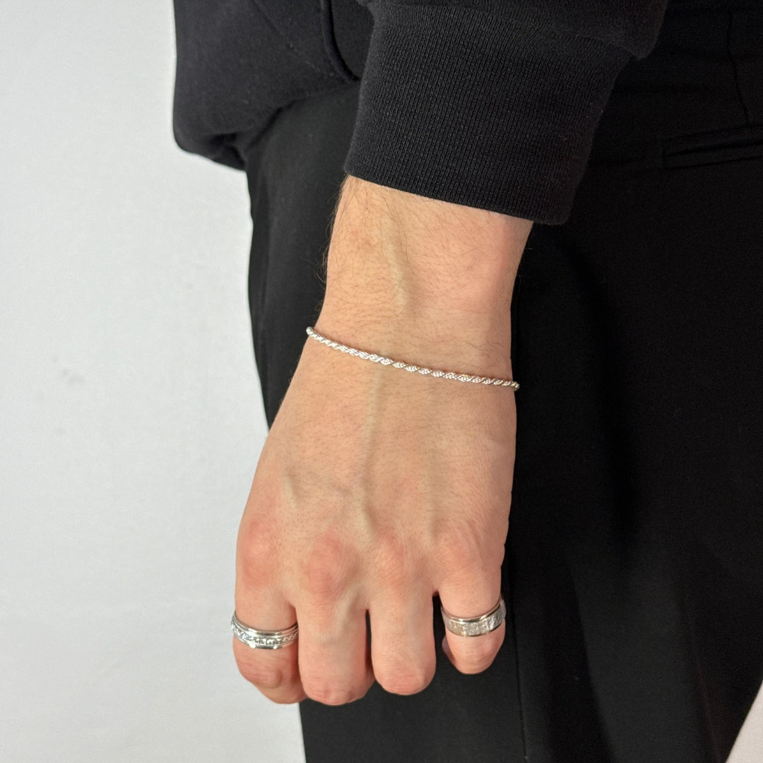 2mm Silver Rope Chain & Bracelet Rhodium Plated