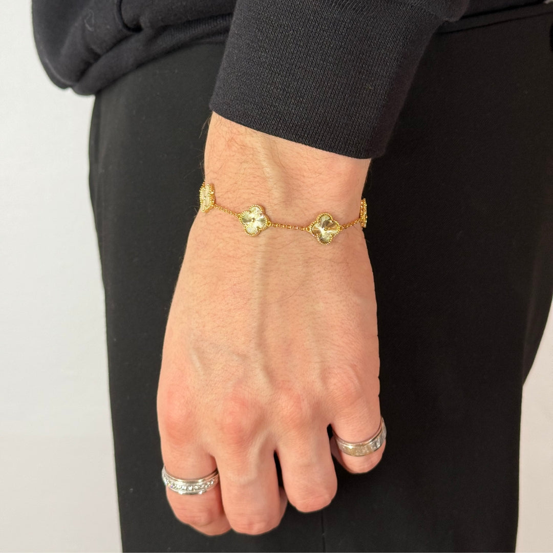 Clover Silver Bracelet Yellow Gold Plated
