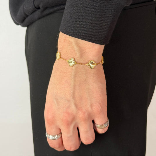 Clover Silver Bracelet Yellow Gold Plated