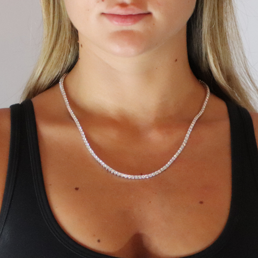 3mm Moissanite Tennis Chain Rhodium Plated