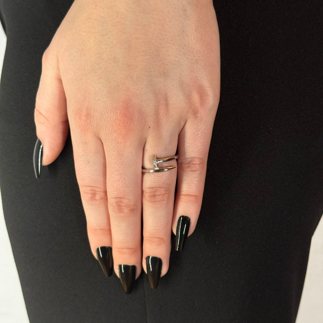 Silver Zircon Nail Ring