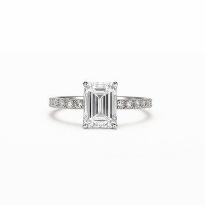 Laboratory Diamond Emerald shape ring 2.10 Carat