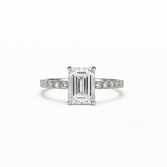 Laboratory Diamond Emerald shape ring 2.10 Carat