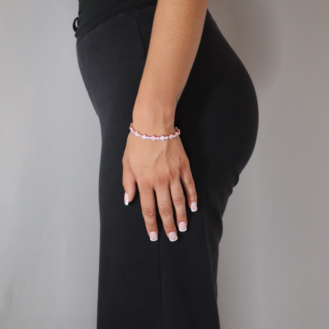 Honeycomb Moissanite Tennis Bracelet Rose Gold Plated