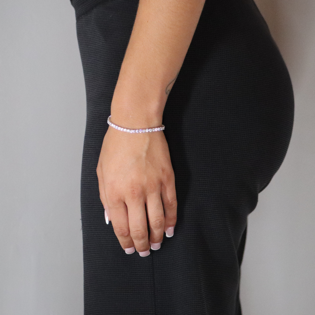 3mm Moissanite Tennis Bracelet Rhodium Plated