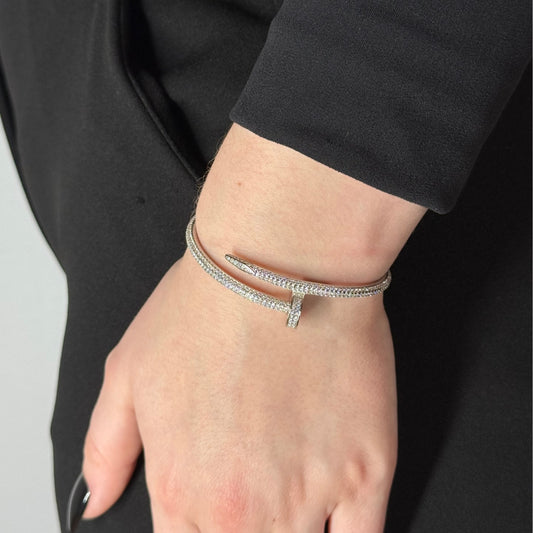 Silver Zircon Nail Bracelet