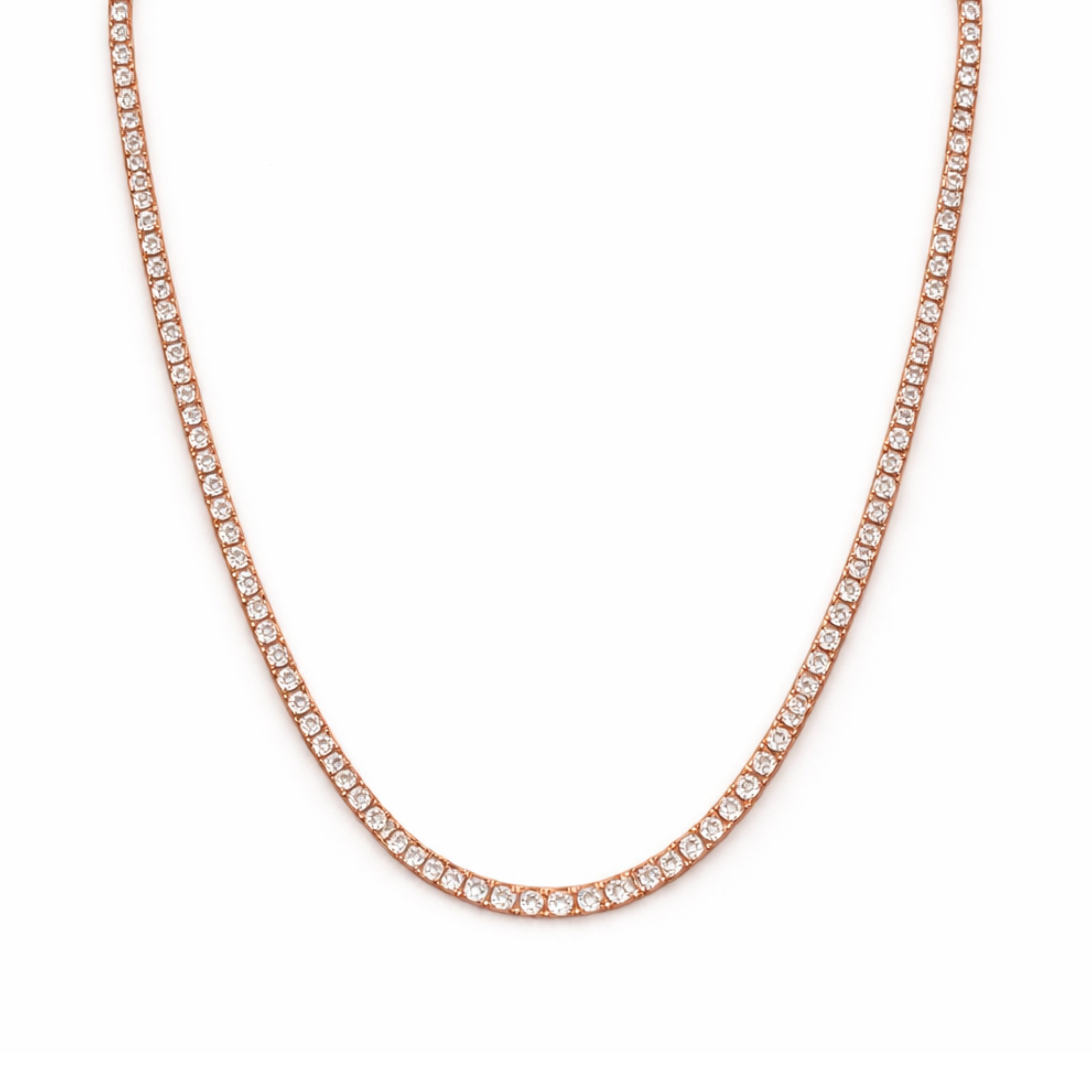 3mm Silver Moissanite Tennis Chain 18K Rose Gold Vermeil
