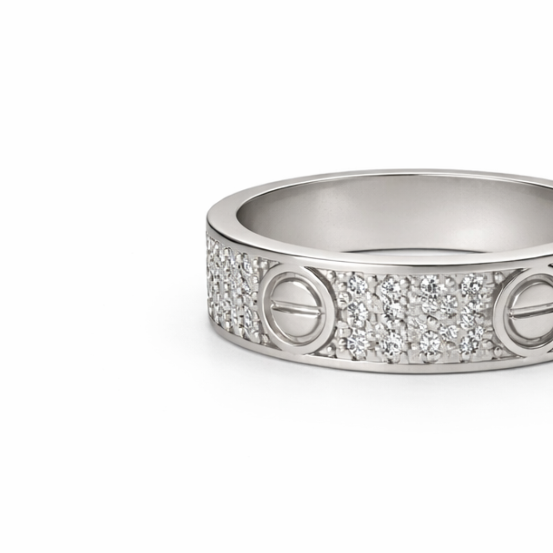 Silver Zircon Love Ring