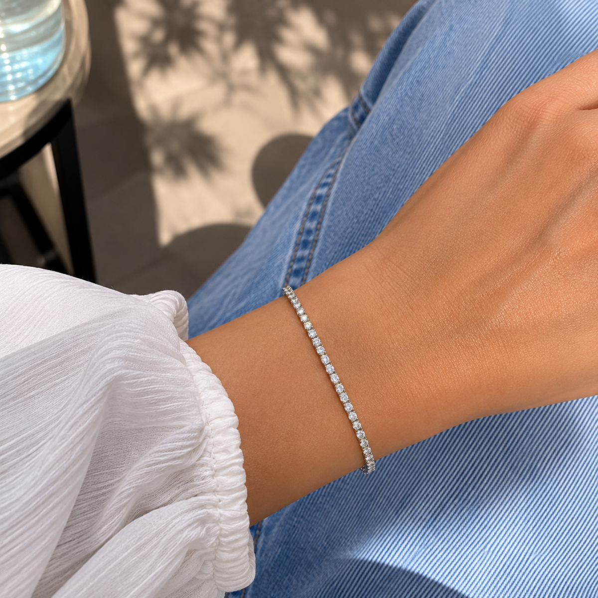2mm Silver Moissanite Tennis Bracelet