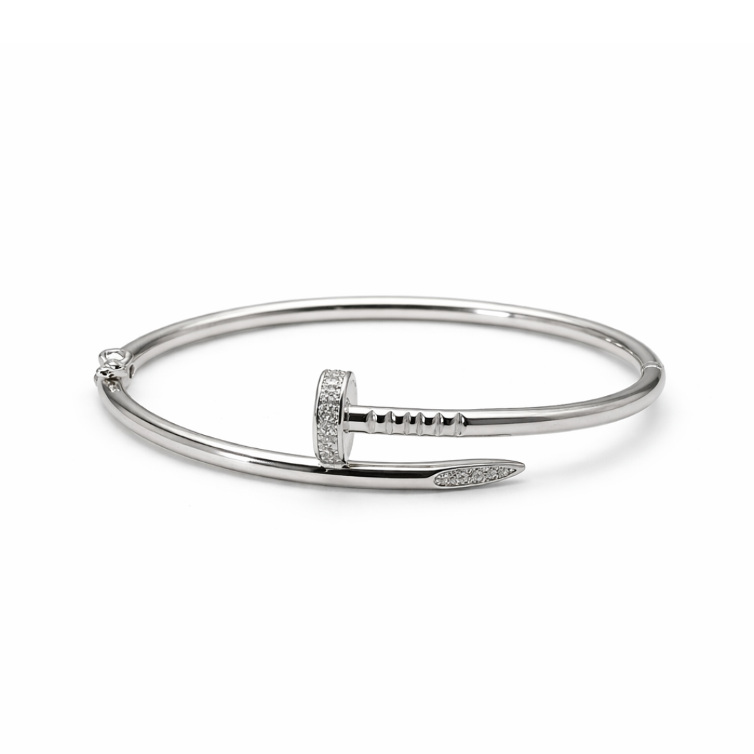 Classic Silver Zircon Nail Bracelet
