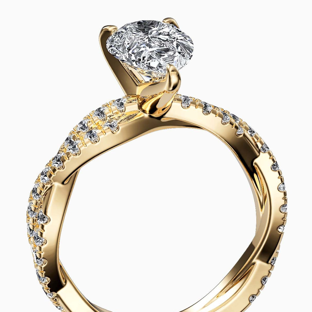 AURORA - 2CT E VVS2 Twisted Shank Pear Cut Engagement Ring