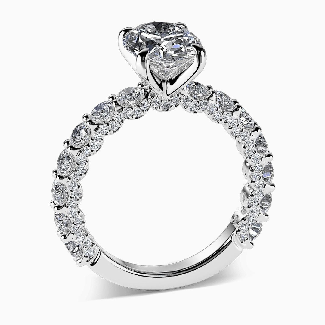 ROME  -  2CT E VVS2 Shared Prong Crown Engagement Ring