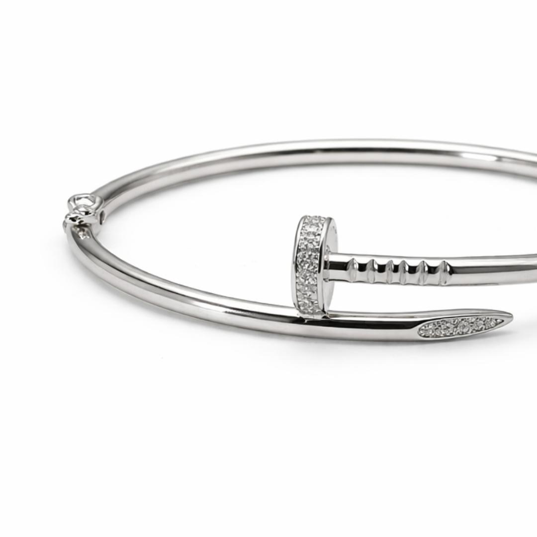 Classic Silver Zircon Nail Bracelet