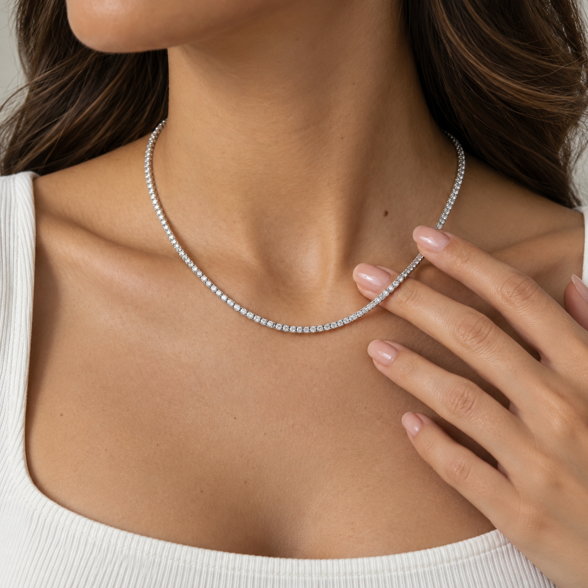 2mm Silver Moissanite Tennis Chain
