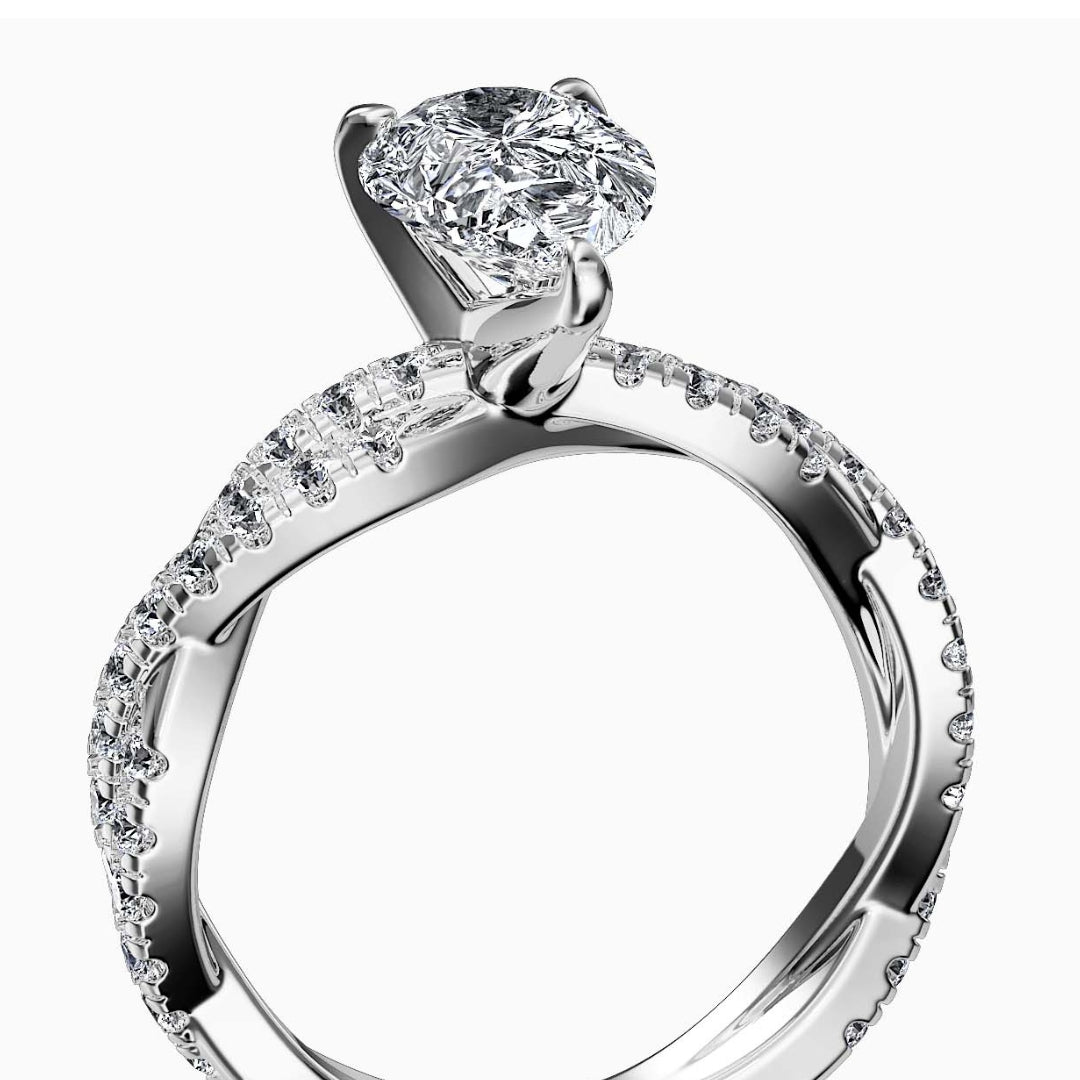 AURORA - 2CT E VVS2 Twisted Shank Pear Cut Engagement Ring