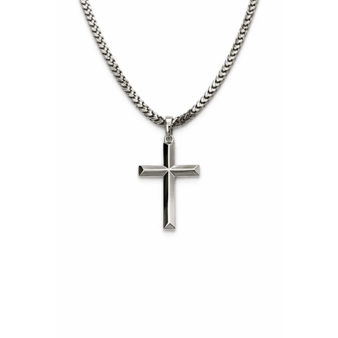 Silver Plain Edge Cross Pendant