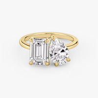 INSIEME  -  2CT & 1.5CT E VVS2 Toi et Moi Emerald and Pear Cut Engagement Ring