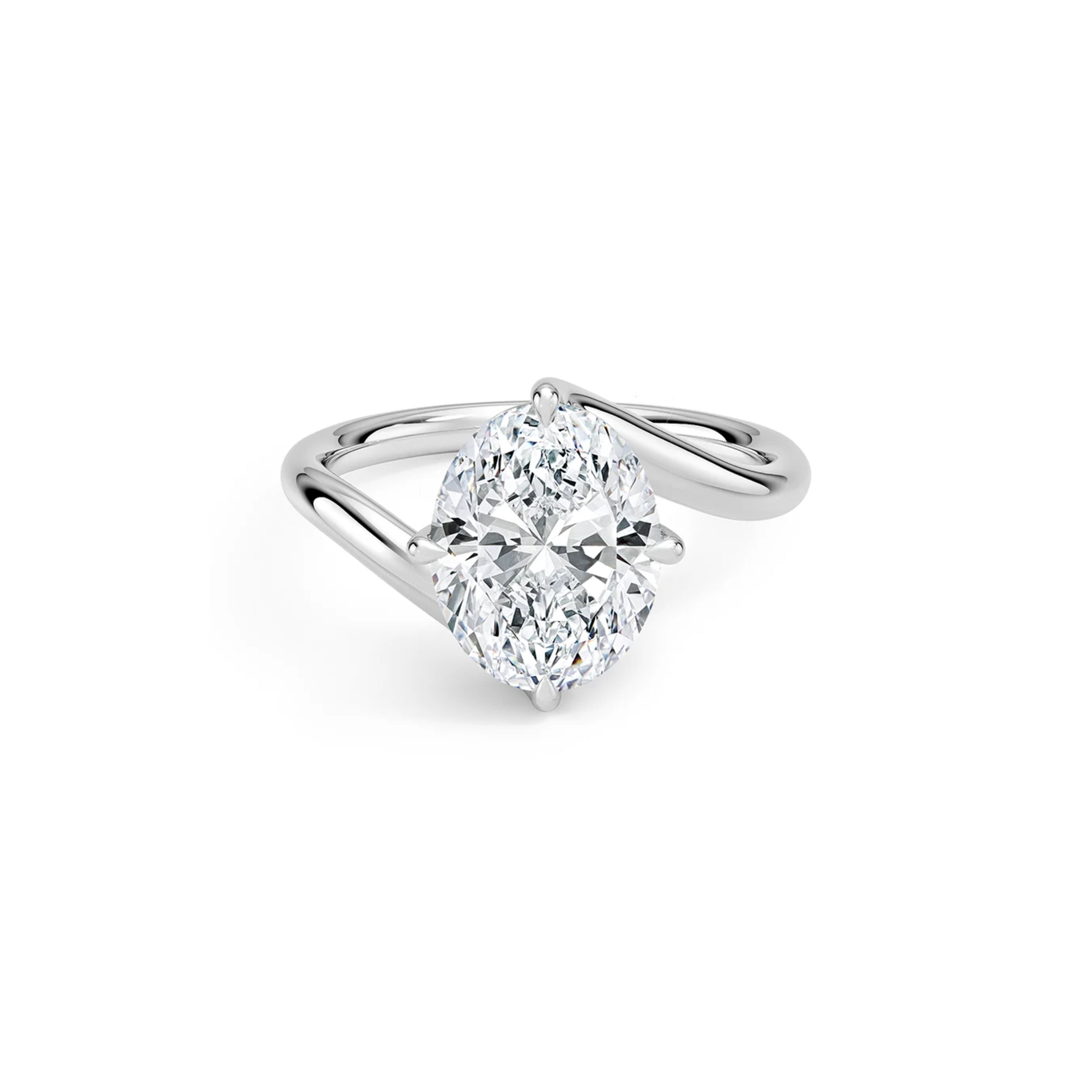 DIANA -  2CT E VVS2 Oval Cut Bypass Solitaire Engagement Ring