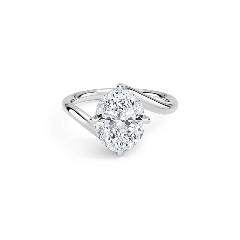 DIANA -  2CT E VVS2 Oval Cut Bypass Solitaire Engagement Ring