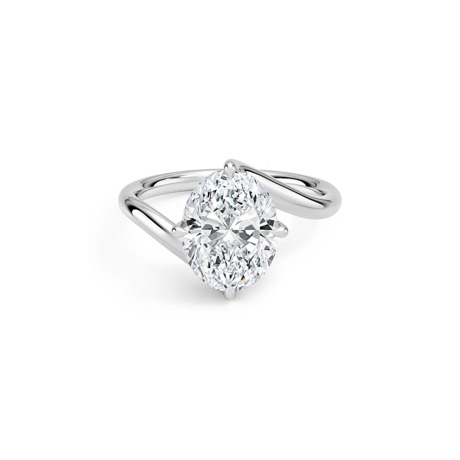 DIANA -  2CT E VVS2 Oval Cut Bypass Solitaire Engagement Ring