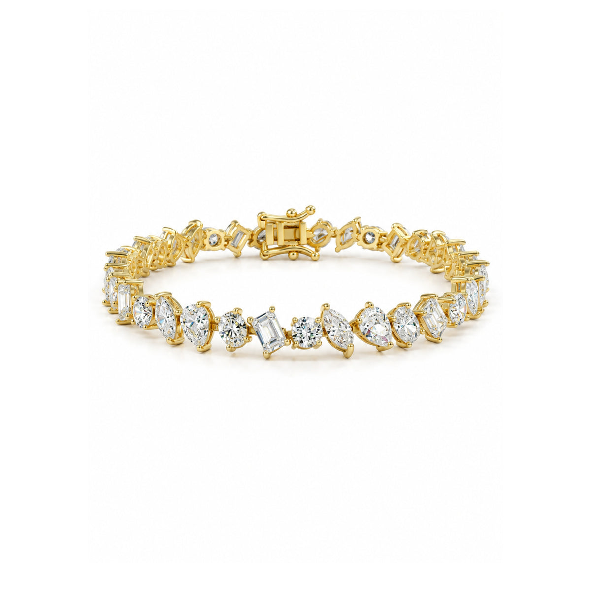 Silver Multi Shape Zircon Bracelet 18K Yellow Gold Vermeil