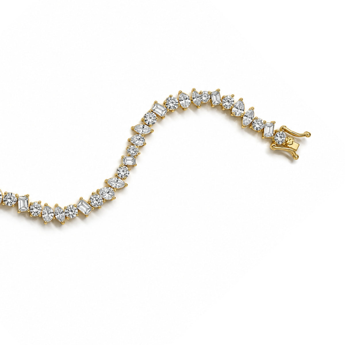 Silver Multi Shape Zircon Bracelet 18K Yellow Gold Vermeil