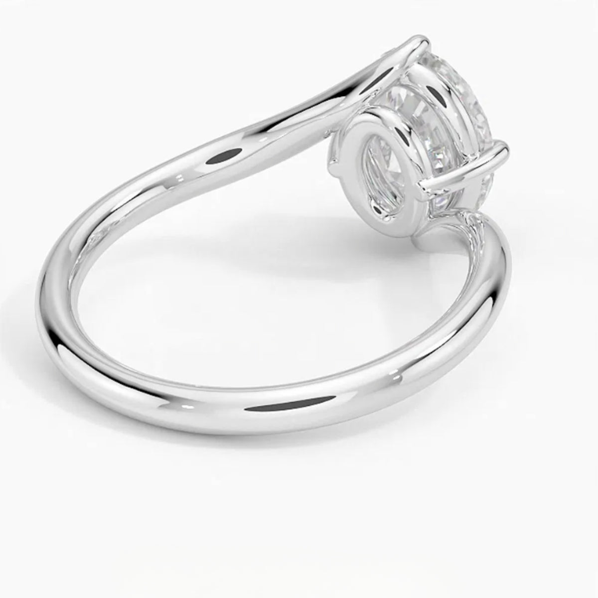 DIANA -  2CT E VVS2 Oval Cut Bypass Solitaire Engagement Ring